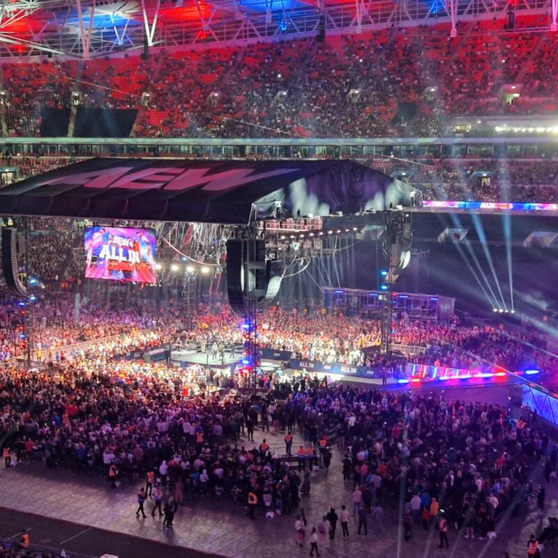 The main stage in action for AEW at Wembley Stadium, August 2024